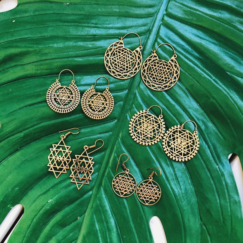 Серьги с изображением Шри Янтры