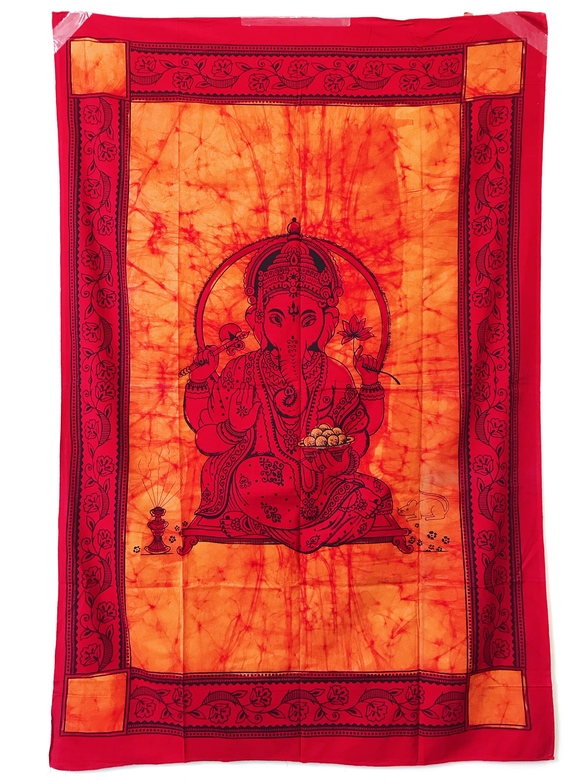 Оранжевое полотно с изображением Ганеши