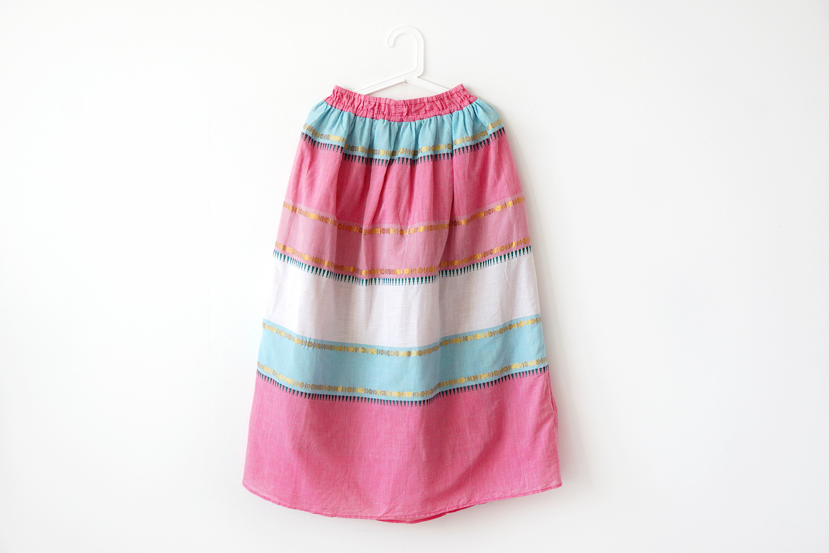 Розово-голубая юбка
