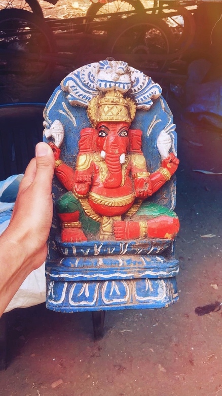 Деревянный Ганеша на стену