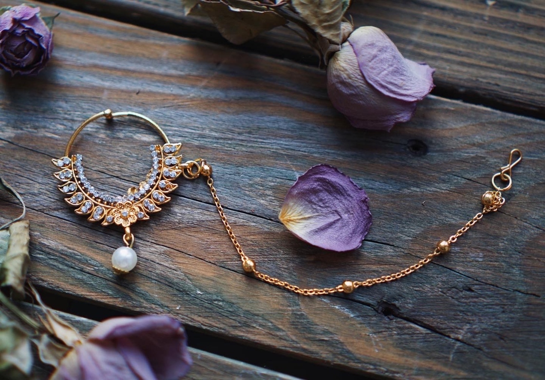 Кольцо в нос (натх) с цепочкой