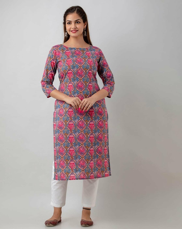 Синяя туника с принтом цвета фуксия, XXL