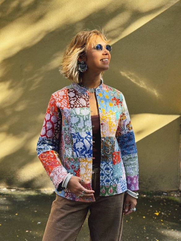 Двусторонний стёганый жакет в стиле пэчворк, L