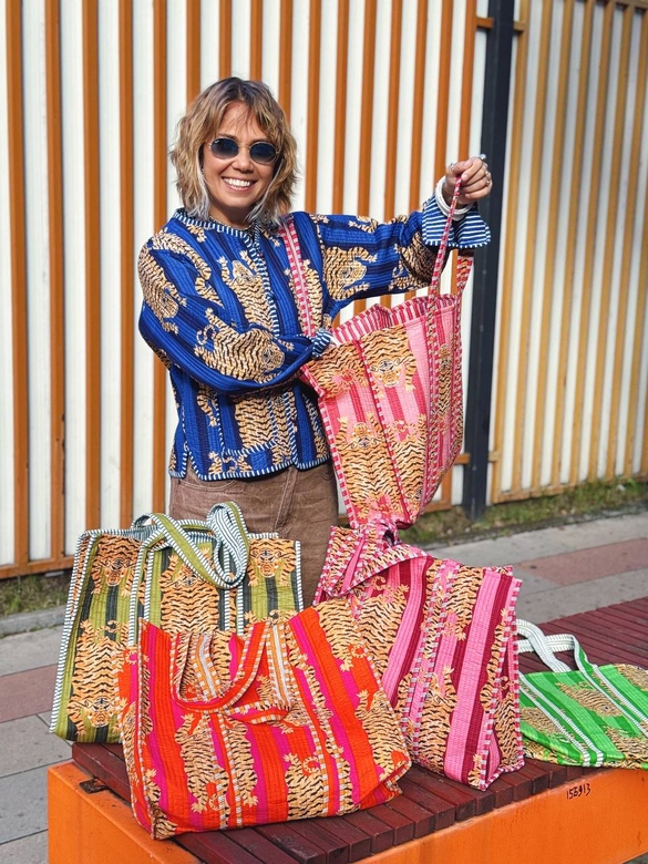 Стеганая сумка с тиграми