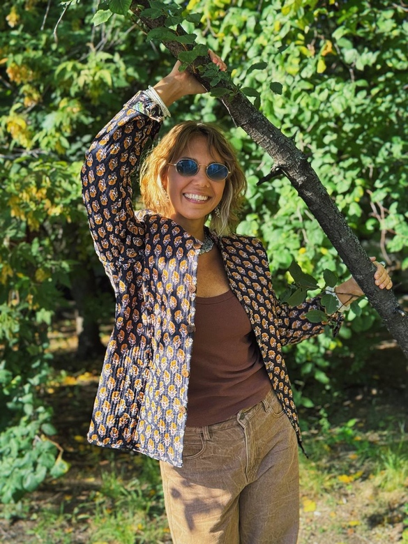 Двусторонний черный стеганый жакет, M, L