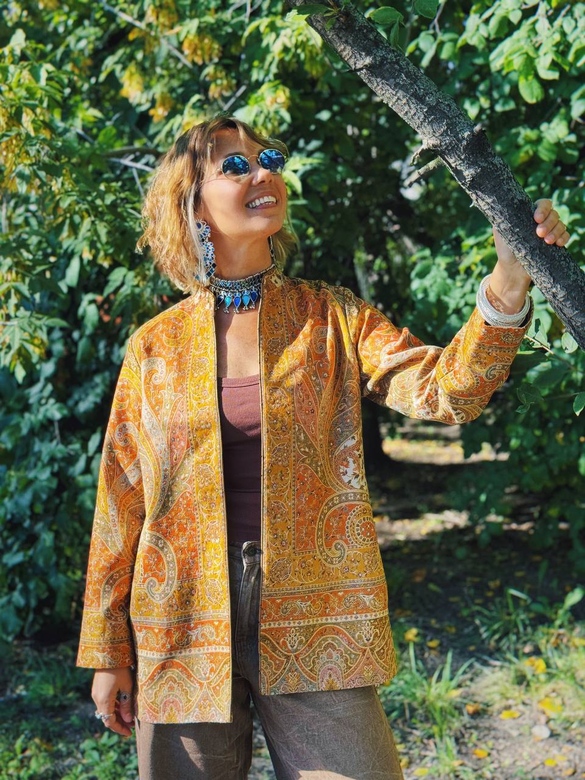 Желтый кашемировый жакет, L