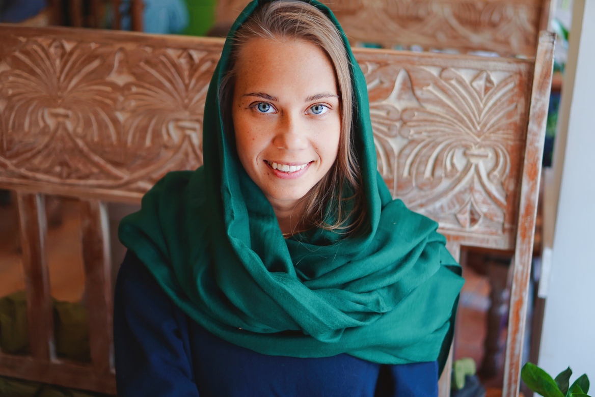 Тёмно-зелёная кашмирская шаль