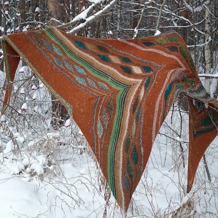 Шаль Перо Павлина Носочная версия