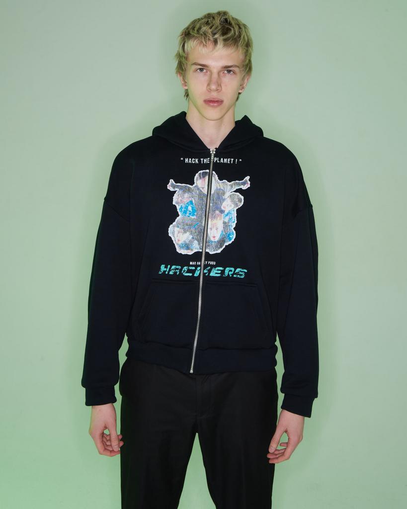 Толстовка на молнии  "Hackers" черная