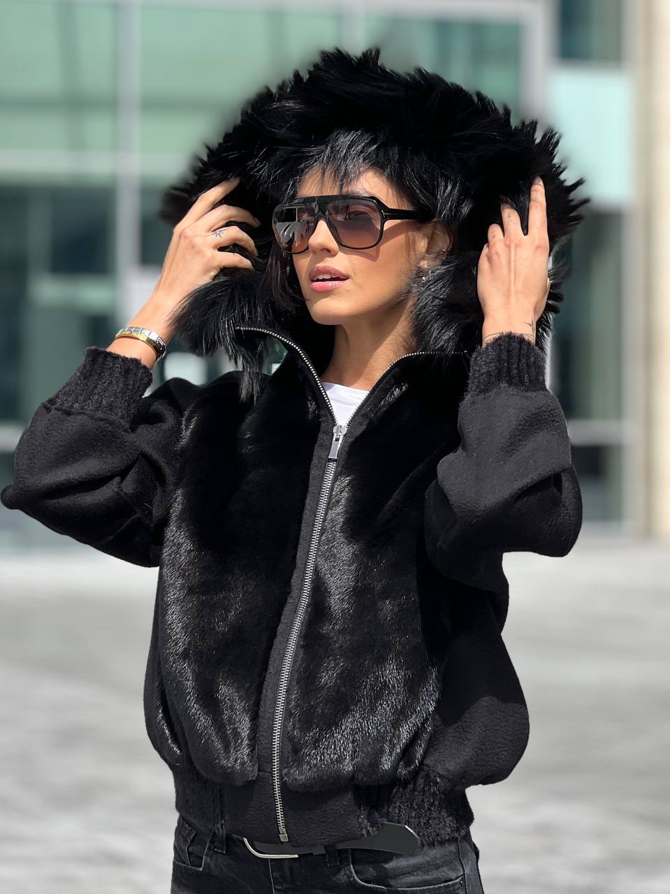 Куртка бомбер из шерсти альпака