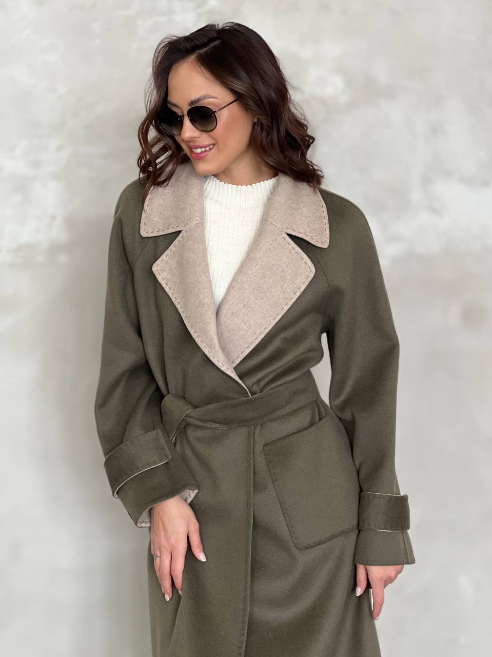 Классическое пальто из двусторонней шерсти альпака