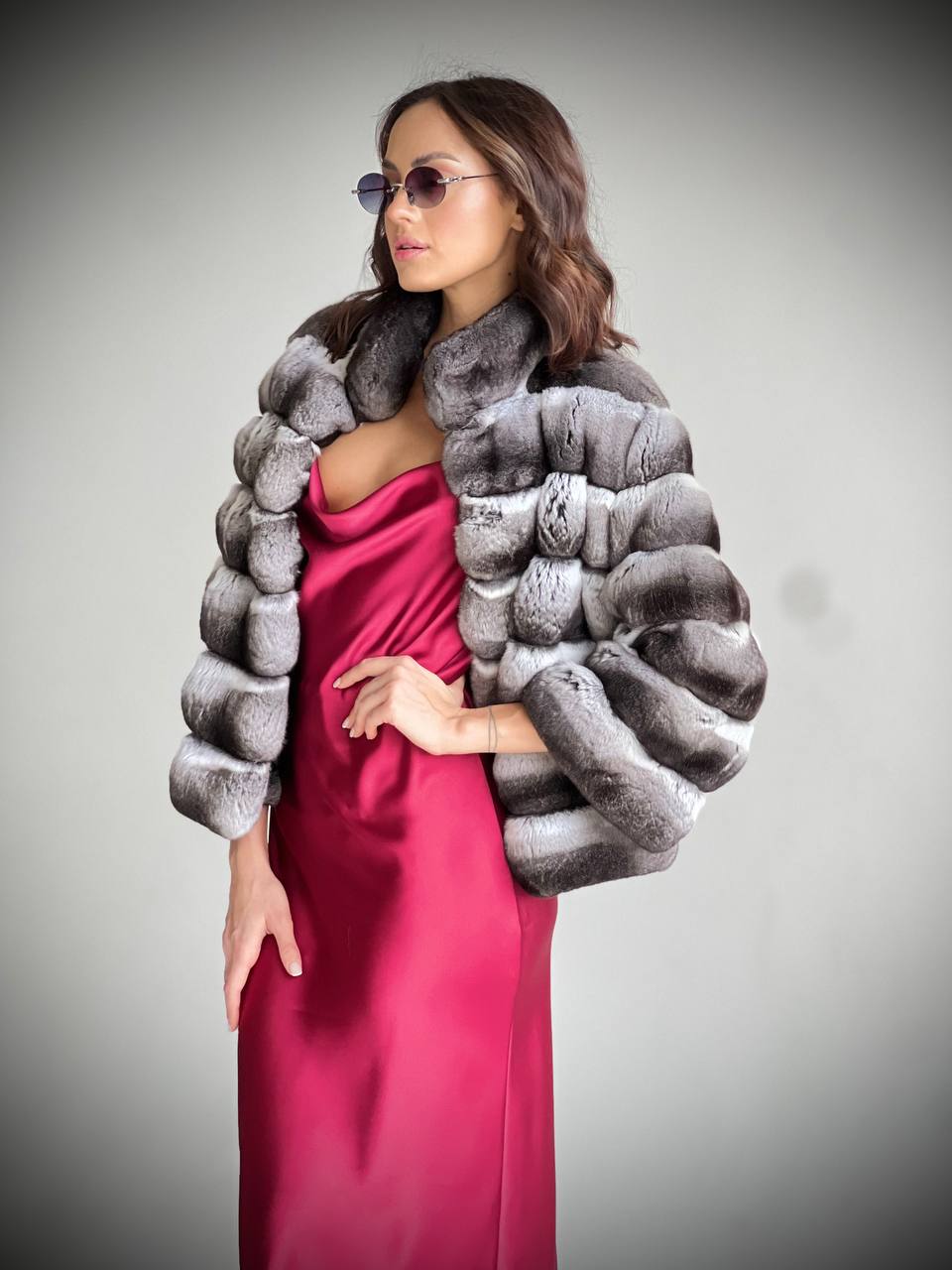 Полушубок из меха шиншиллы