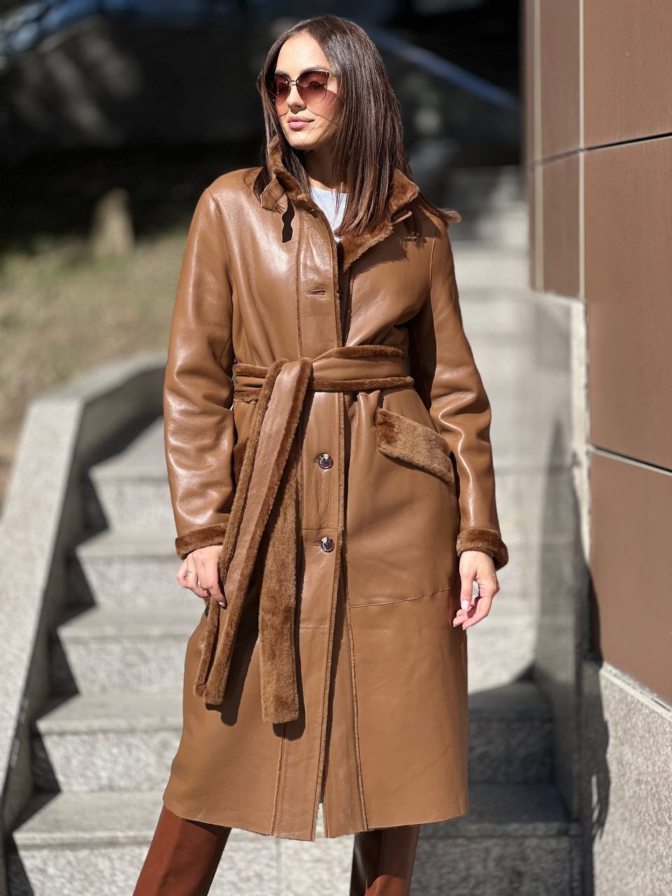 Дубленка из мягкой овчины цвета "Кэмел"