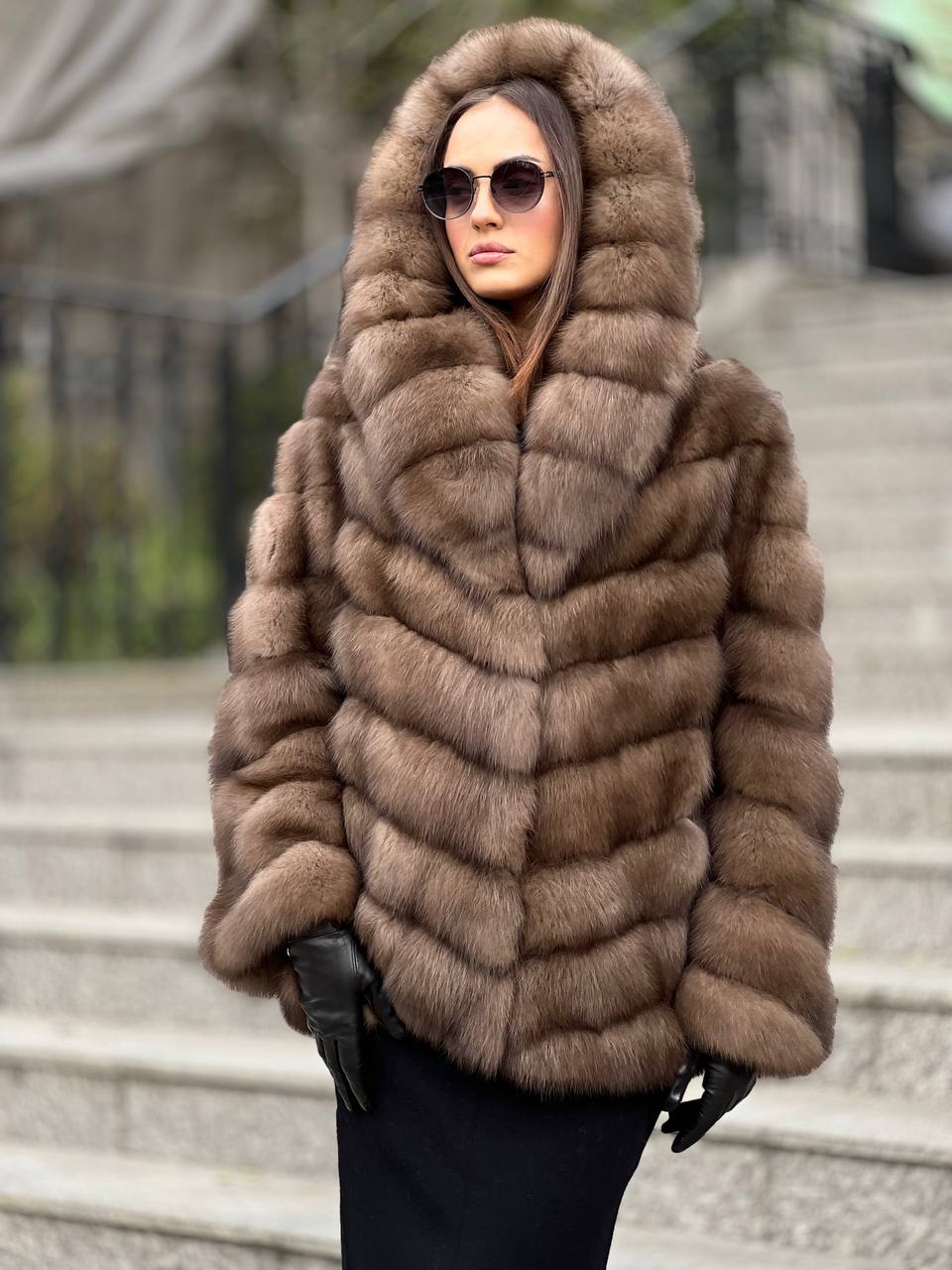 Полушубок из меха куницы