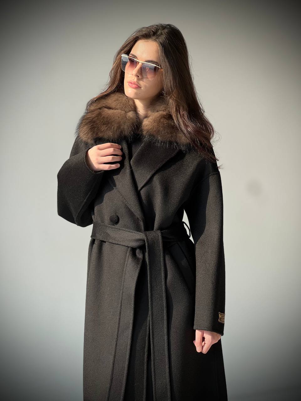 кашемировое пальто прямого силуэта