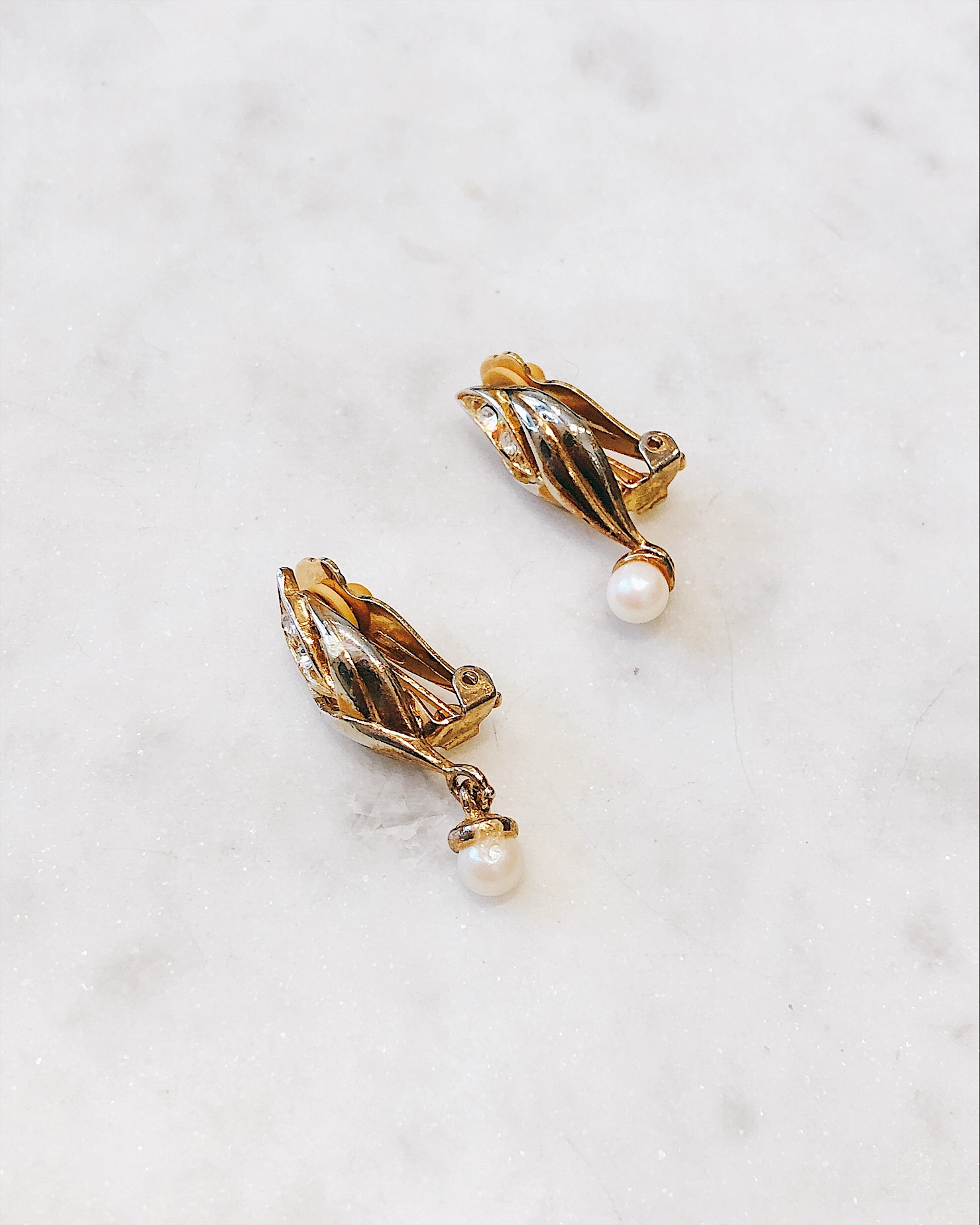 Клипсы с жемчужной подвеской