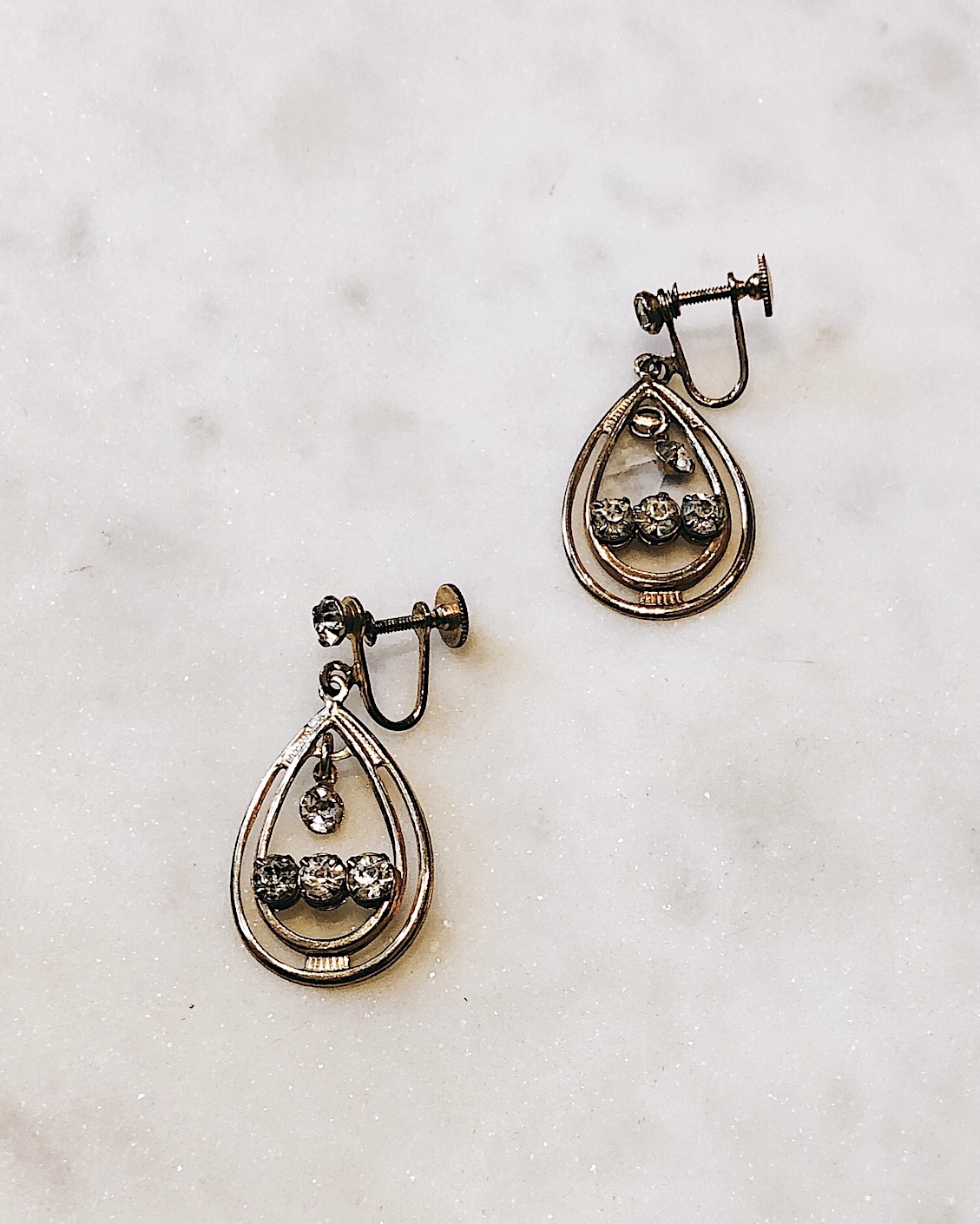 Клипсы-кольца с подвесными кристаллами