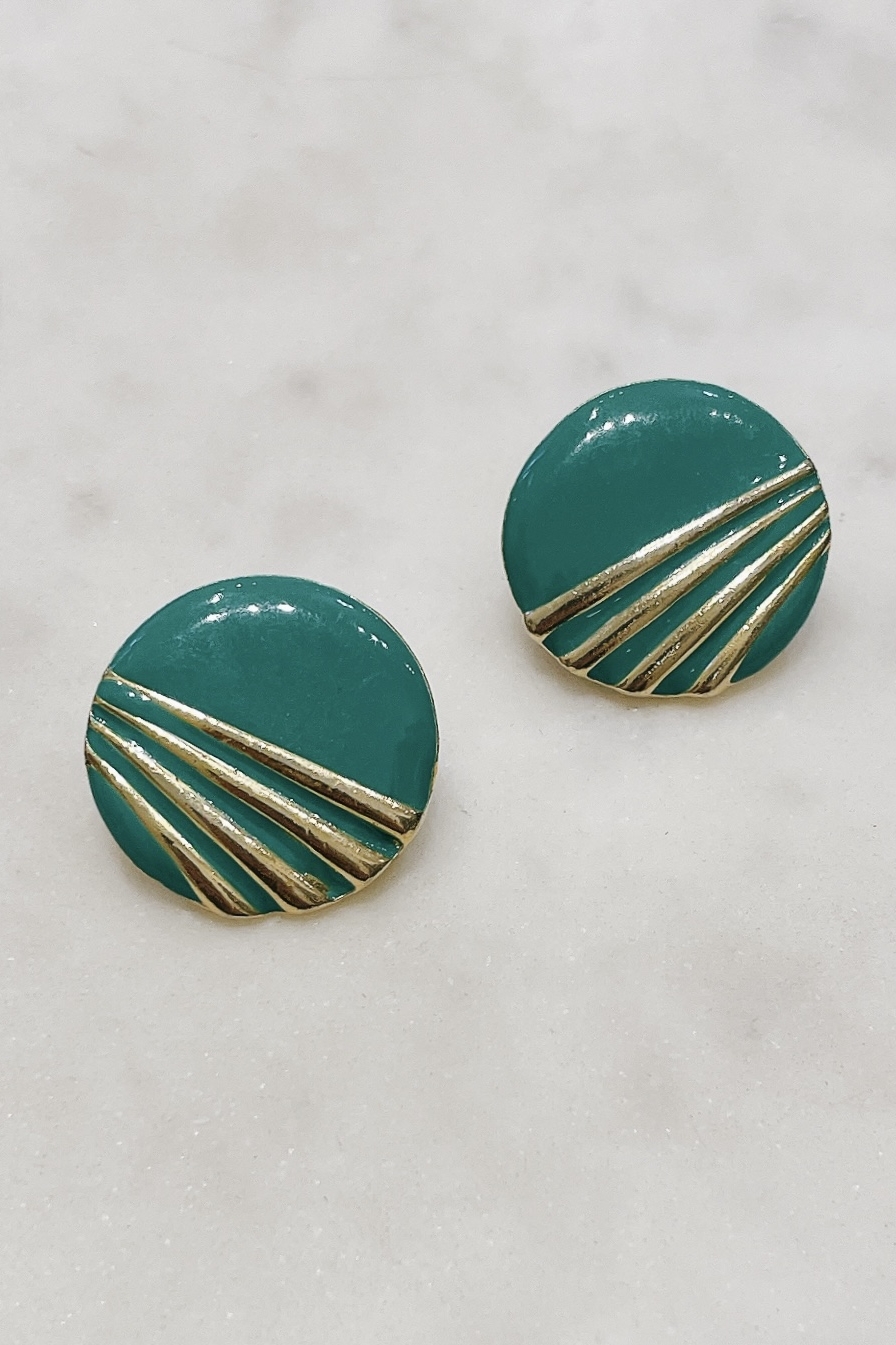 Клипсы с зелёной эмалью