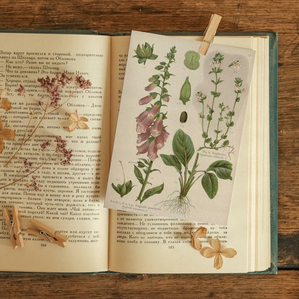 "Ботаника. Наперстянка. Овчанка" почтовая открытка для посткроссинга