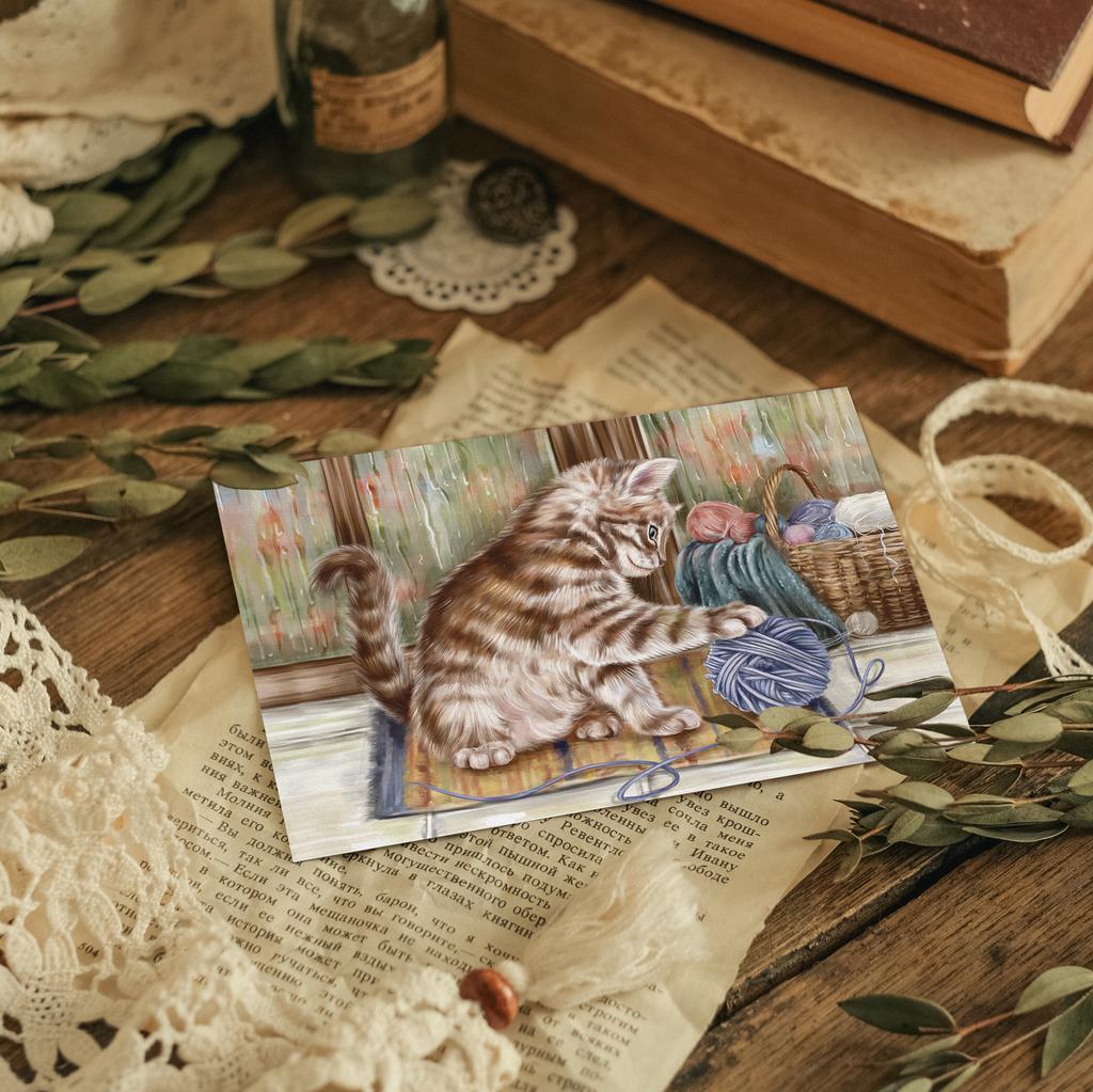 "Игривые клубочки" почтовая открытка для посткроссинга