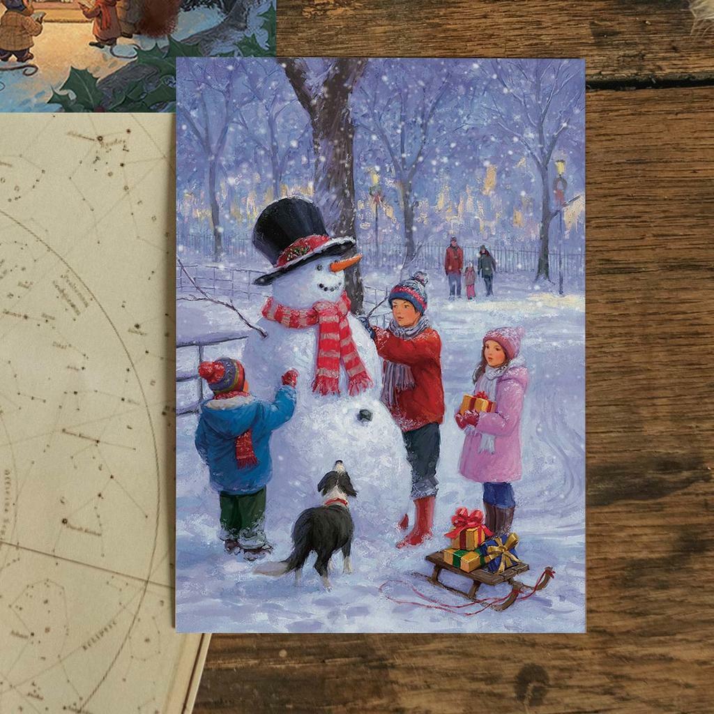 "Приключения снеговика-почтовика" почтовая открытка для посткроссинга