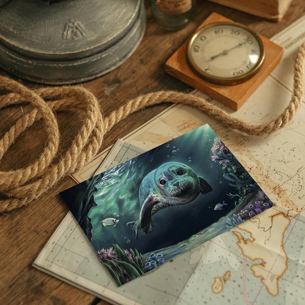 "Морской котик" почтовая открытка для посткроссинга