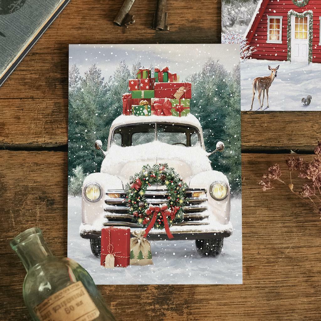 "Christmas tree delivery guy" postcard for postcrossing