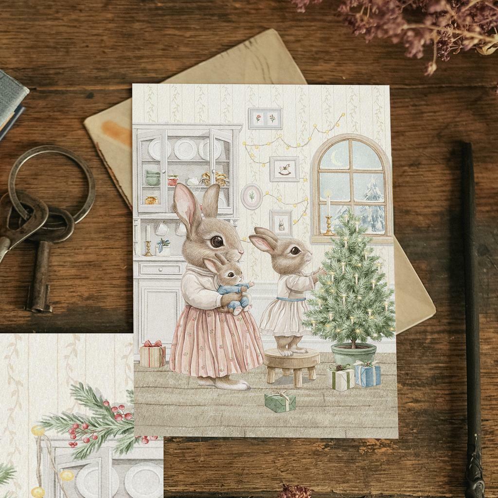 "Заячье семейство" почтовая открытка для поcткроссинга