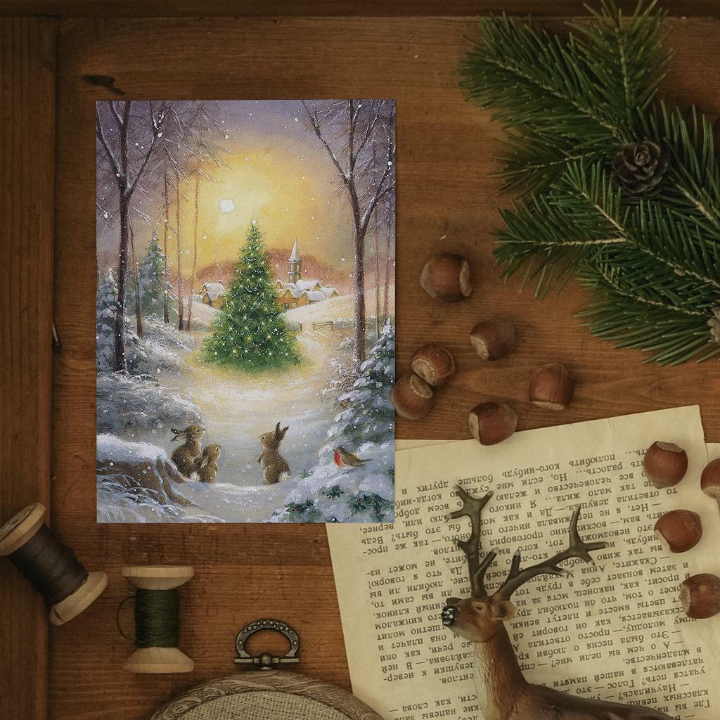 "Новый год в лесу" почтовая открытка для поcткроссинга