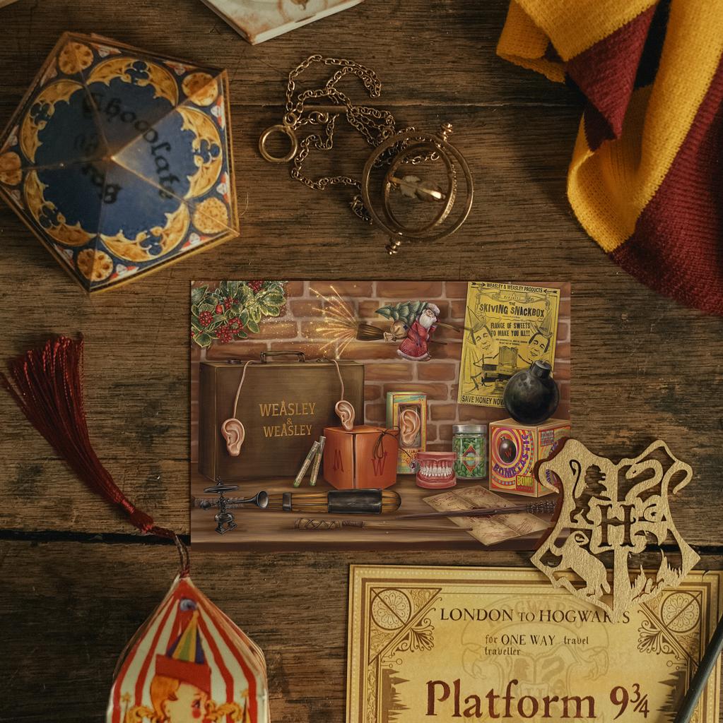 "Новогодний натюрморт братьев Уизли" почтовая открытка для поcткроссинга