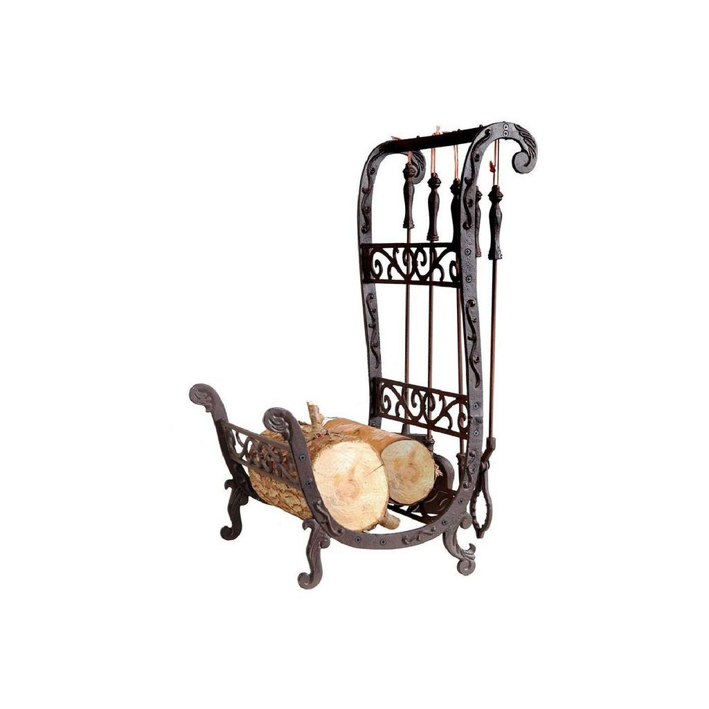 Дровница с каминным набором