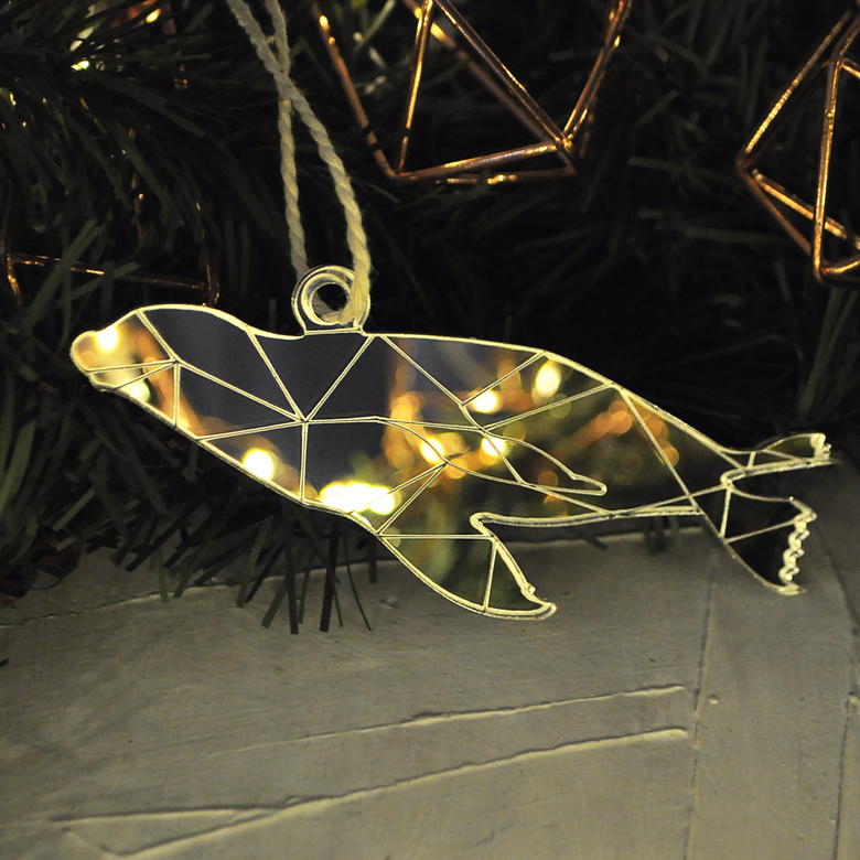 Ёлочная новогодняя игрушка - Морской котик зеркальный - купить необычный сибирский сувенир в подарок на Новый год