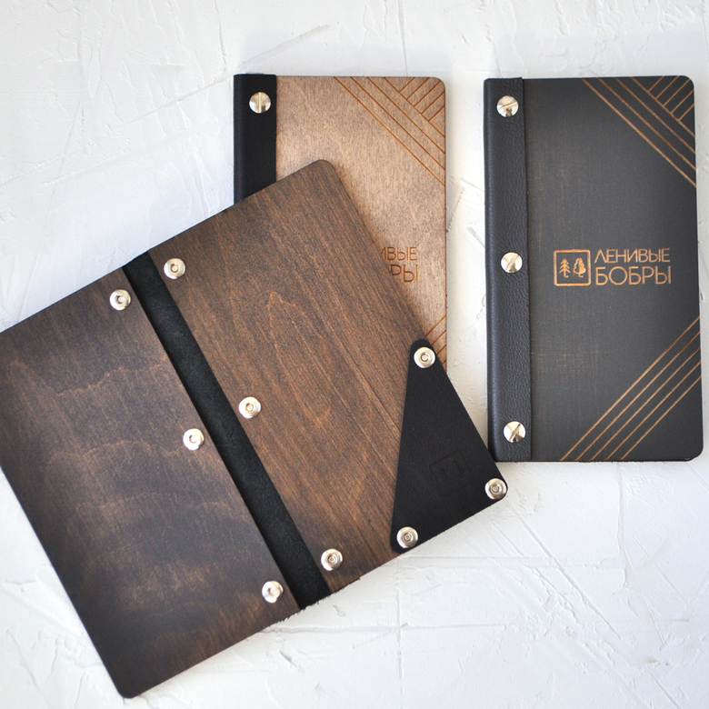 деревянные счетницы для ресторанов кафе на заказ с кожаным переплетом