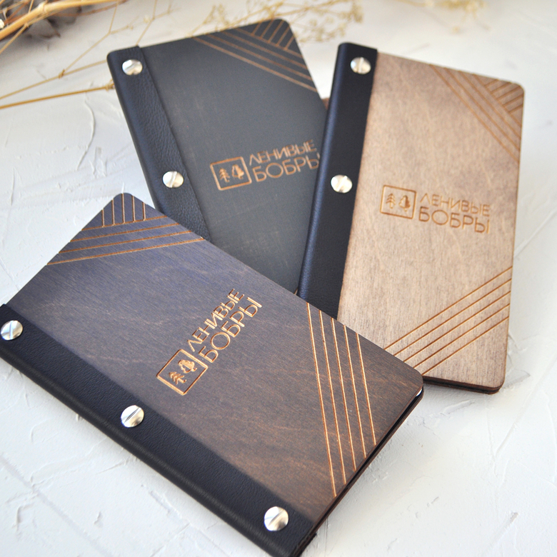 деревянные счетницы для ресторанов кафе на заказ с кожаным переплетом