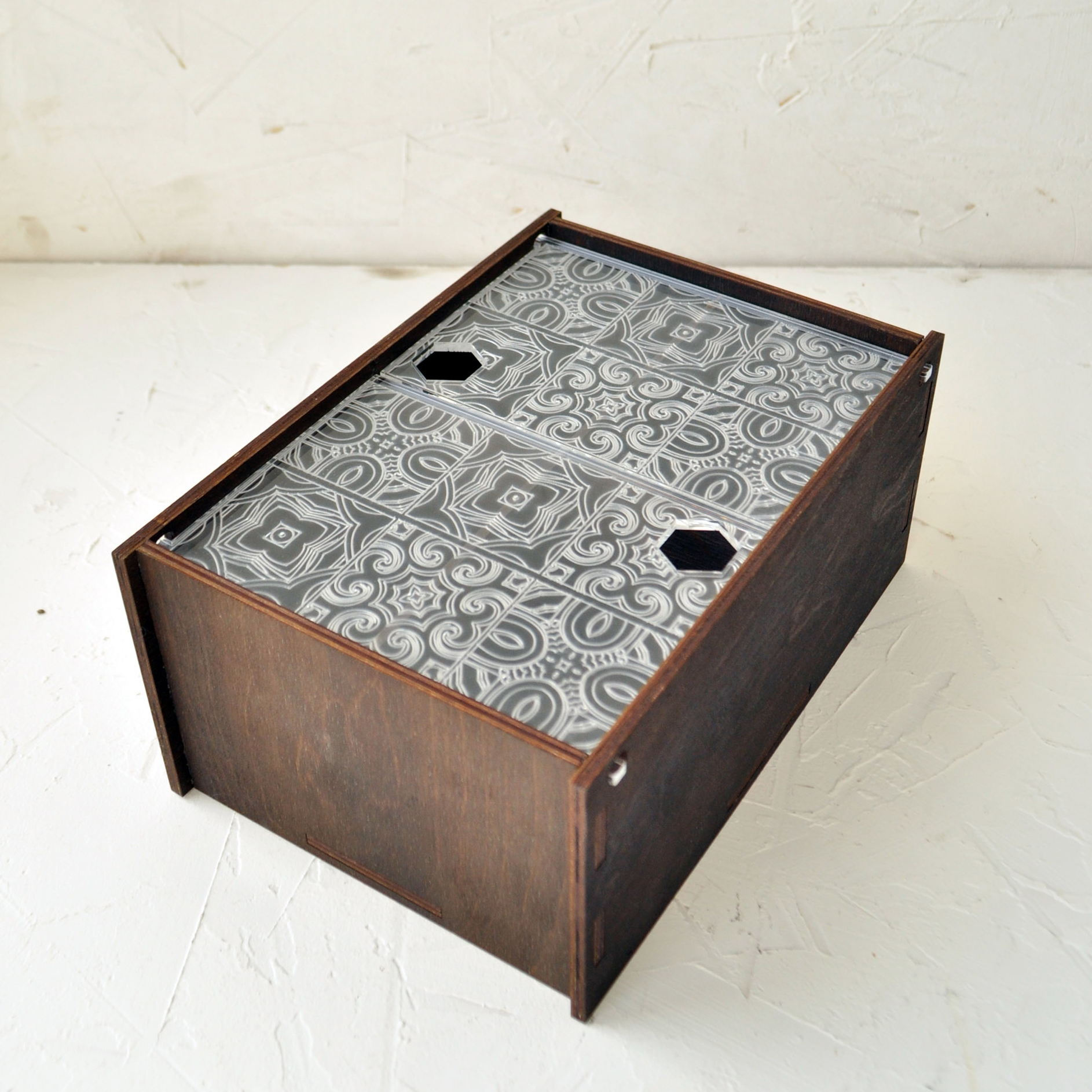 деревянная коробка с секциями для хранения с крышкой - короб для пакетиков чая