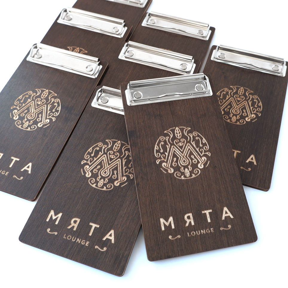 счетница деревянный планшет с зажимом чек бук с логотипом купить заказать