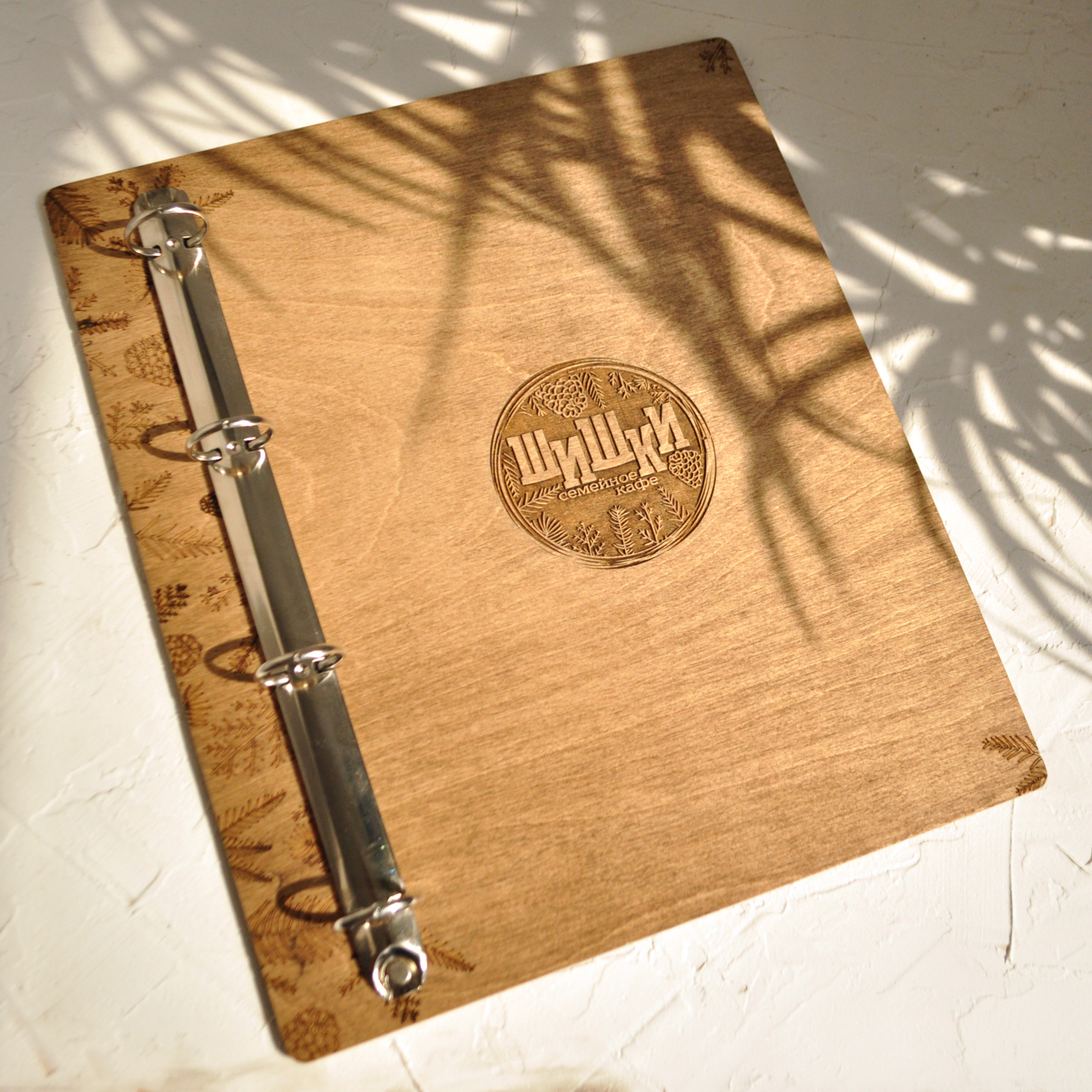 деревянный планшет для меню с кольцами купить заказать со своим логотипом