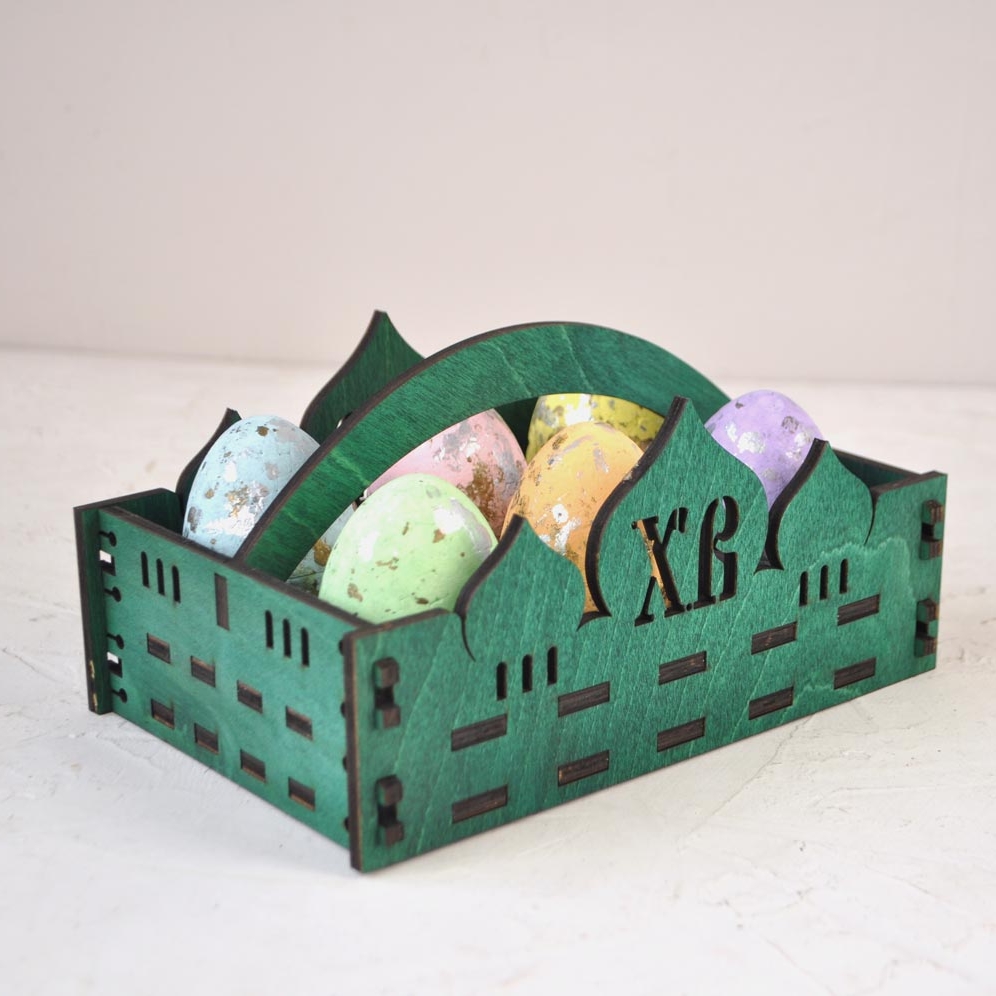 Деревянная корзинка ящик для пасхальных яиц сборная