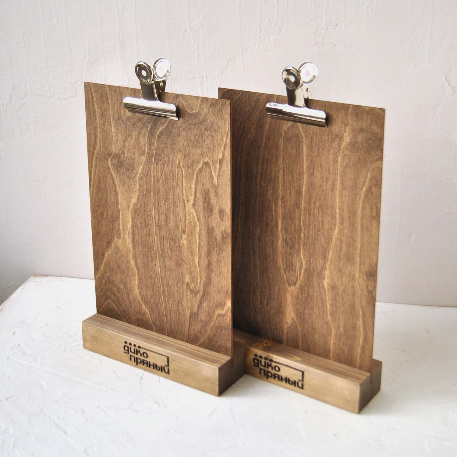 Тейбл-тент деревянный прямой с внешним двухсторонним зажимом