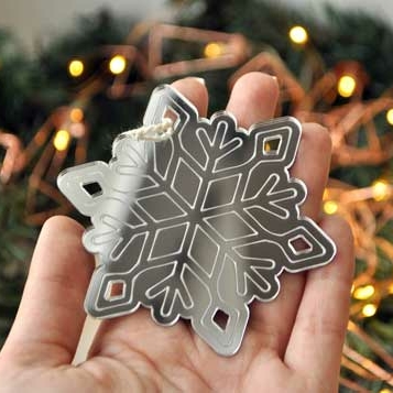 Ёлочная новогодняя игрушка - Снежинка зеркальная - купить необычный сибирский сувенир в подарок на Новый год