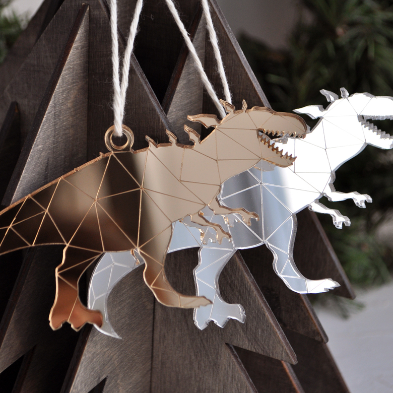 Ёлочная новогодняя игрушка - Динозавр Тирекс - купить необычный сувенир в подарок на Новый год