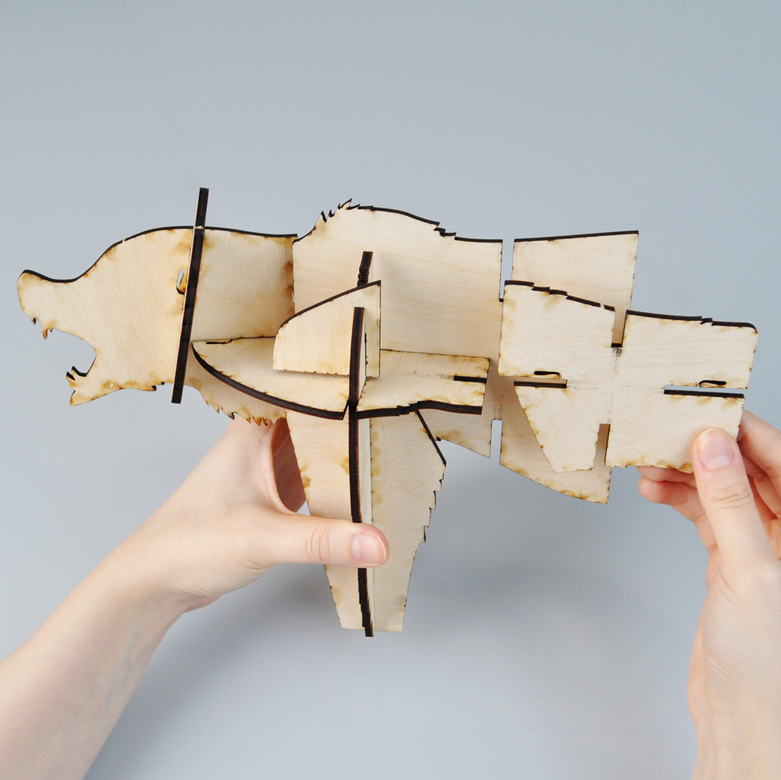 Деревянный сибирский сувенир конструктор  - Медведь Иннокентий большой