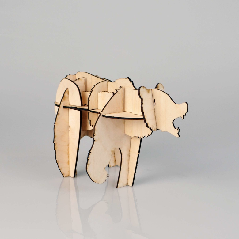 Деревянный сибирский сувенир конструктор  - Медведь Иннокентий большой