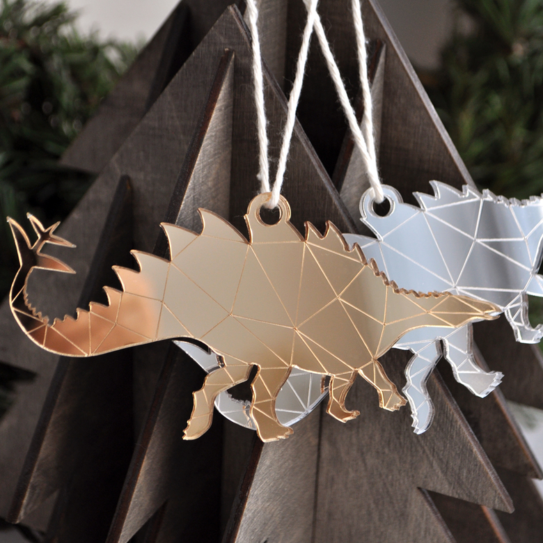 Ёлочная новогодняя игрушка - Динозавр Стегозавр - купить необычный сувенир в подарок на Новый год