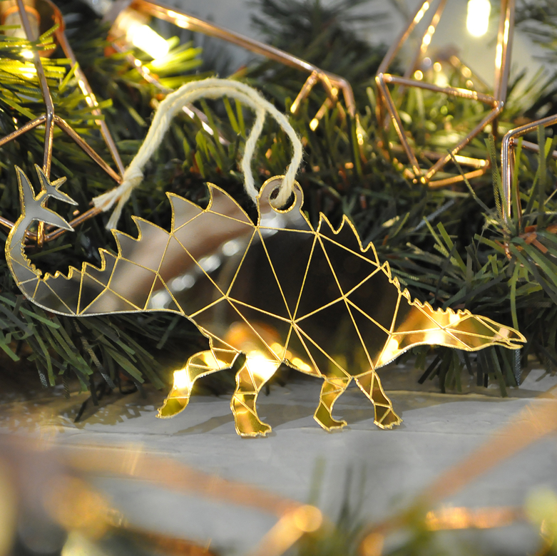 Ёлочная новогодняя игрушка - Динозавр Стегозавр - купить необычный сувенир в подарок на Новый год