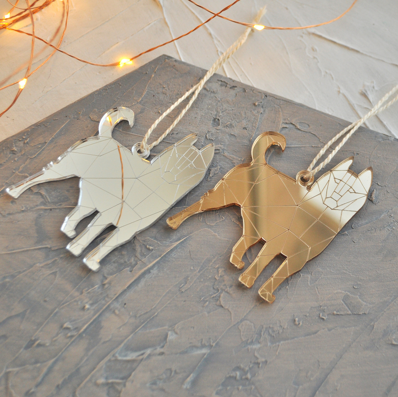 Ёлочная новогодняя игрушка - Сибирский хаски зеркальный - купить необычный сибирский сувенир в подарок на Новый год