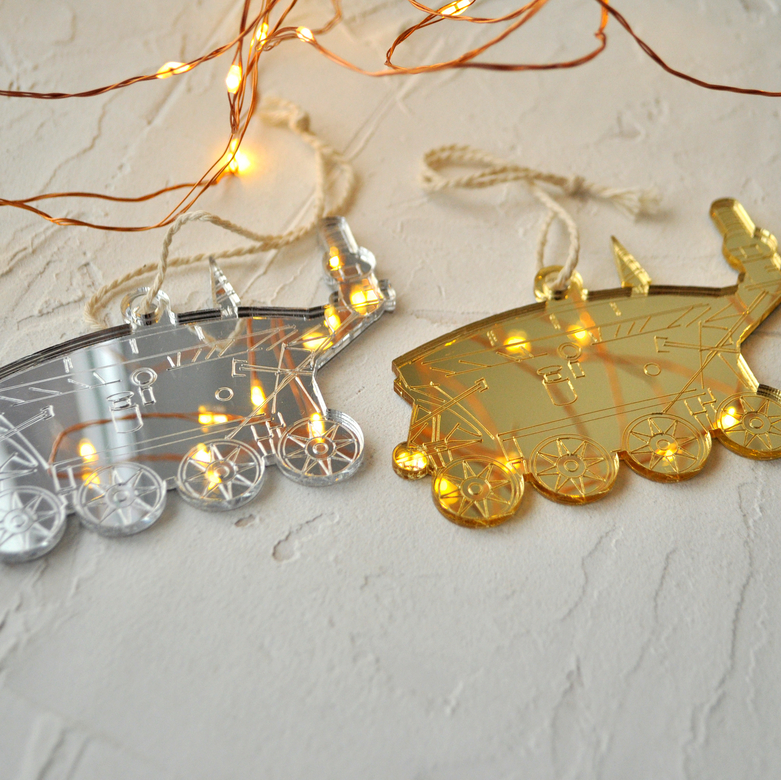 Ёлочная новогодняя игрушка - зеркальный луноход - купить необычный сибирский сувенир в подарок на Новый год