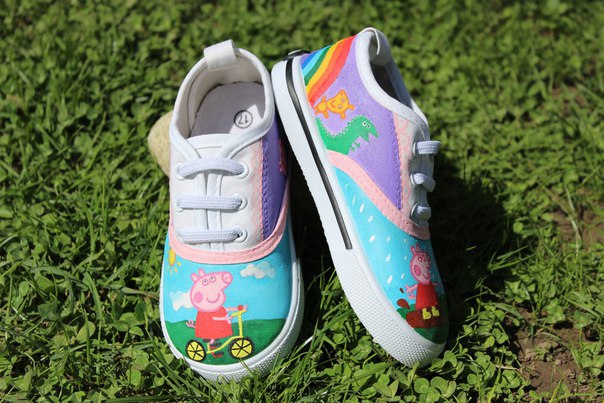 Детские кеды с росписью "Свинка Пеппа"