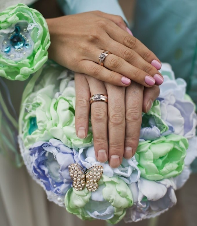 мятный брошь-букет, mint-brooch-bouquet