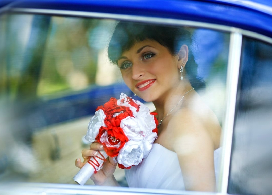 red white brooch bouquet